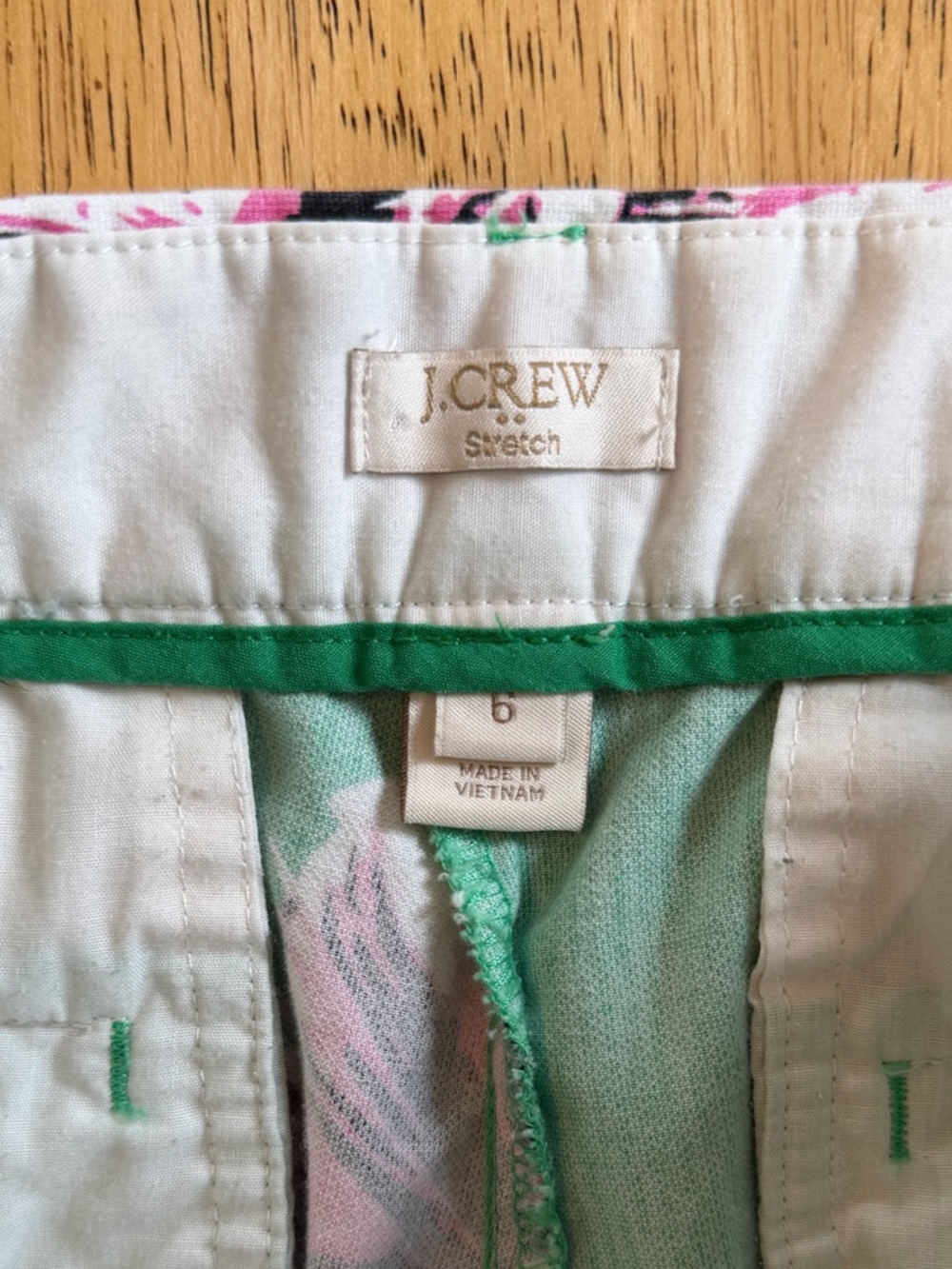 J. Crew Stretch Cropped Pants Womens Size 6 Floral Green Cotton Blend - Picture 4 of 9